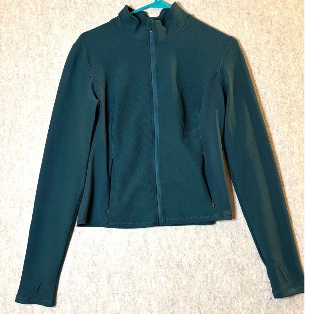 Spyder Active Women’s Medium Full Zip Jacket Teal Thumbholes Athletic